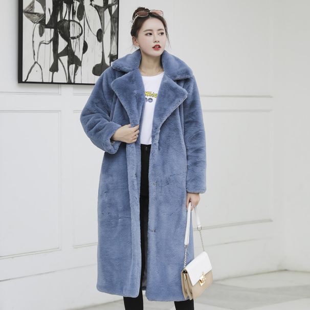 Women’s Velvet-Like Faux Fur Long Coat – Winter Plush Mink-Style Jacket With Cotton Lining (13 Colors, 5 Sizes)_ecoleips.com