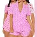 Summer Women's Home Wear Comfortable Short Sleeve Collared Button Printed Casual Modal_ecoleips.com