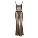 European And American Women's Halter Bodysuit And Leopard Print Flared Pants Set Sexy See through Autumn Winter New Arrivals_ecoleips.com