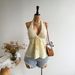 Summer Halter Neck Suspender Top For Women Solid Color Three Dimensional Tie Waist Short Strapless Style_ecoleips.com