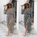 European And American plus Size Women's Loose Cotton Cardigan Printed Beach Cover up Sexy Bikini Outer Dress_ecoleips.com