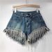 2023 Summer New Pink Denim Shorts For Women With Heavy Rhinestone Design, High Waist, Slimming, Trendy A-line Hot Pants_ecoleips.com