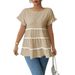 DiYun European And American Elegant Versatile Round Neck Short Sleeve Blouse Women's Clothing 2025 Autumn/Winter_ecoleips.com