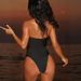 Women's Clothing Solid Color Halter Neck One Piece Bikini Sexy Slimming Cutout Swimsuit For Women Hot Beach Girl_ecoleips.com
