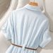 Women's Clothing Summer Short Sleeve Mid Length Dress Lapel Waist Slimming Shirt_ecoleips.com