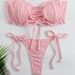 Sexy Bikini Set - Adjustable Tie-Front Swimwear With Soft Padded Cups (Fluorescent Yellow/Black/Pink/Orange/Blue/Dusty Pink/Mauve) - S/M/L_ecoleips.com