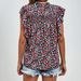 Women's Ruffled Collar, Puff Sleeves, Loose Casual Printed Top_ecoleips.com