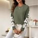 Floral Jacquard Knit Sweater – Women's Elegant Crewneck Pullover (S-L, Long Sleeve, Nylon Blend, Violet/Army Green/Light Grey/Rose)_ecoleips.com