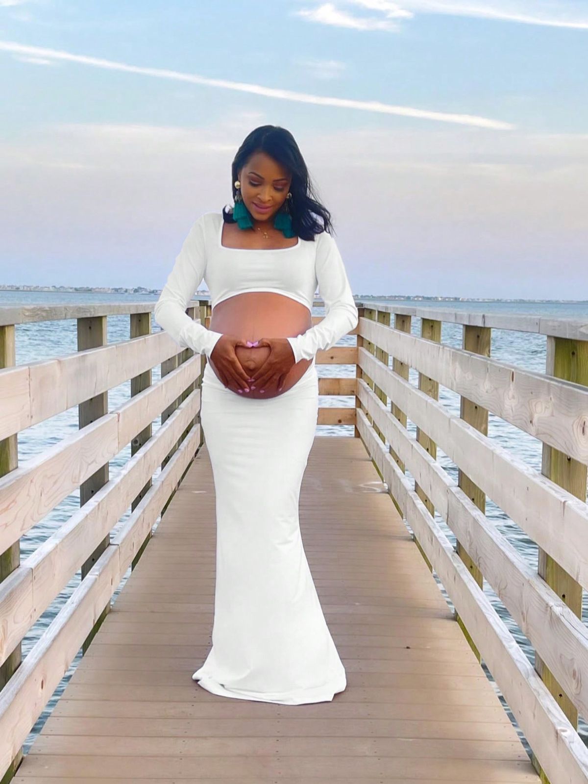 Women's Clothing Elastic Maternity Dress Fishtail Skirt Backless Belly Mopping Skirt_ecoleips.com