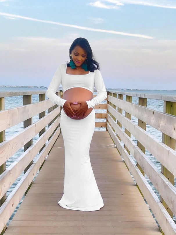 Women's Clothing Elastic Maternity Dress Fishtail Skirt Backless Belly Mopping Skirt_ecoleips.com
