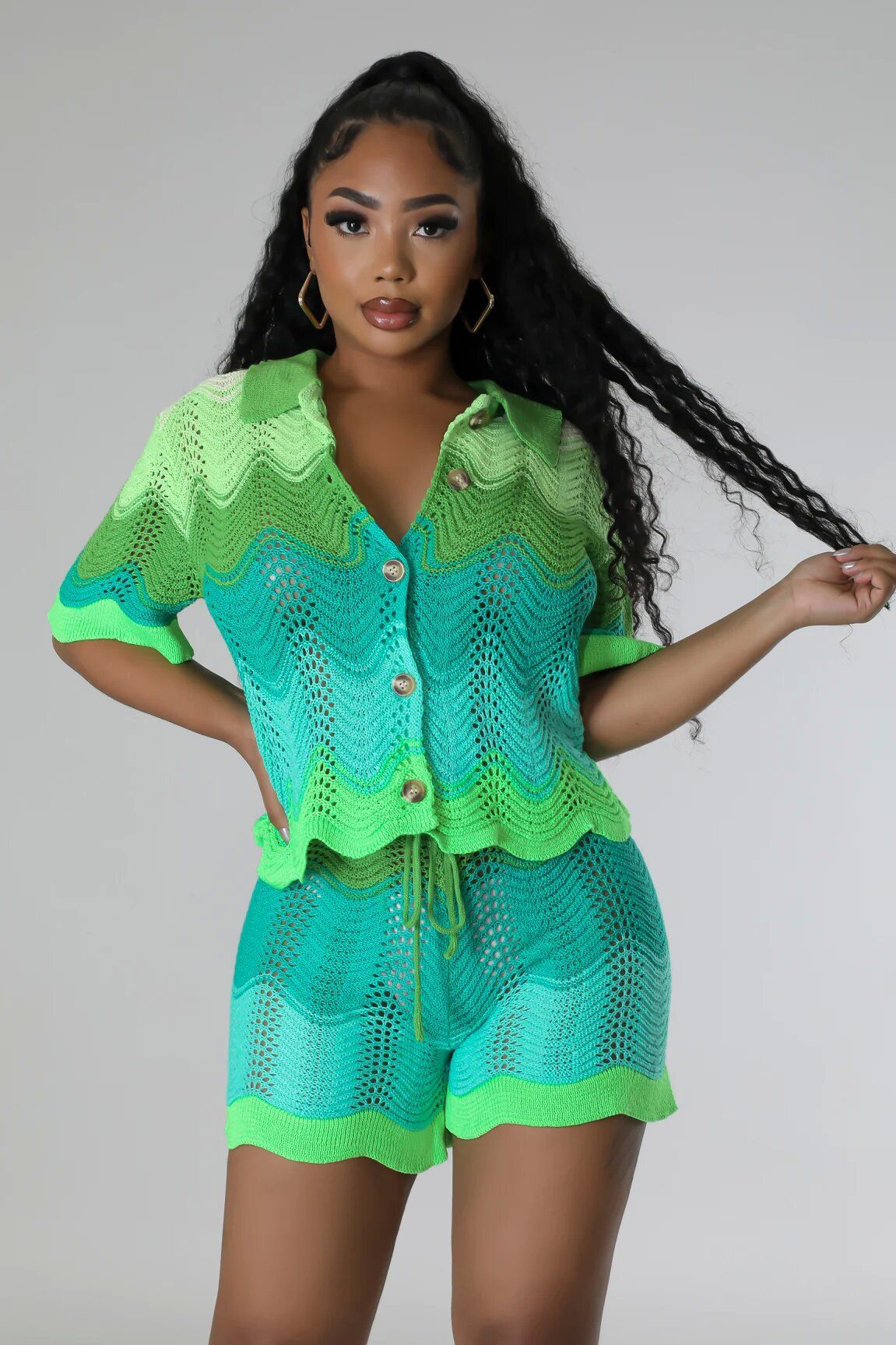 Women's Clothing Spring Knitted Short Sleeved Shorts Casual Suit Two Piece Suit_ecoleips.com