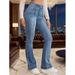 French Style Women's Flared Jeans Seam Detail Cross Border Hot Selling Item Denim Clothing_ecoleips.com