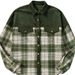 Women's Corduroy Checkered Blazer With Color Blocking - Long Sleeve Statement Jacket With Polo Collar (S-XL)_ecoleips.com