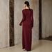 Women's Clothing "Sophisticated Burgundy Knit Dress – Metallic Accents & Slim Fit For Women"_ecoleips.com