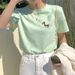 Women's Embroidered Pony Short Sleeve T-Shirt Pure Cotton White Loose Fit Versatile Couple Outfit Top Plus Size New Style_ecoleips.com