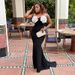 "Haute Couture Floral Beaded Strapless Gown – Elegant Black Evening Dress With Detachable Train_ecoleips.com