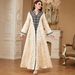 Women's Ethnic Style V Neck Dress Urban Commuter Embroidered Casual Long Sleeved Cross Border Robe Fashionable Tribal Clothing_ecoleips.com