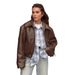 Women's Thick Faux Fur Coat With Notched Collar, Mid-Length Fox Fur Style Jacket, Streetwear Fashion Outerwear For Winter_ecoleips.com
