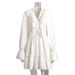 Cross-border V-neck For Women, 2024 Autumn New Style, Bell-sleeve Dress, European And American Style Short Chiffon Dress_ecoleips.com