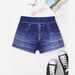 Women's High-Waisted Stretch Skinny Shorts Casual Sporty Faux Denim Printed plus Size Summer Clothes_ecoleips.com