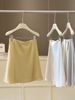 French Style High-Waisted Satin Midi Skirt for Women Simple Chic A-Line Mini Skirt Acetate New Summer 2026_ecoleips.com