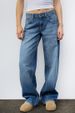 Women's Clothing Simple Mid Waist Non Elastic Straight Denim Trousers_ecoleips.com
