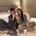 De Rong Women's Pajamas Autumn Winter New Leopard Print Cardigan Turn-down Collar Thickened High-end Loose Couple_ecoleips.com