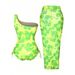 Modest One-Piece Swimsuit With Cover-Up Skirt - Floral Print Plus Size Bathing Suit For Women, Long Sleeve Beachwear (Rose Red/Green, 0XL-4XL)_ecoleips.com