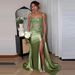 Elegant Strapless Evening Gown Side Slit Small Train Women's Party Wear Perfect for Birthdays Bridesmaids_ecoleips.com