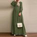 Women's Clothing retro long sleeved solid color long skirt spring and autumn new elegant casual vest skirt _ecoleips.com