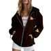 Women's ClothingFashion Zip Up Hooded Cardigan Sweatshirt American Style Bear Print Long Sleeve Casual Jacket Loose Fit_ecoleips.com