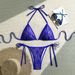 Women's Clothing Bikini Strap Halter Neck Lace-Up Triangle Bikini Set – Adjustable Halter Neck & Soft Padded Cups (Black/Red/Blue/Yellow/White)_ecoleips.com