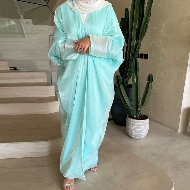 Women's Clothing Women's Middle Eastern Style Long Robe Abaya Cardigan Loose Fitting Solid Color Crepe Fabric With Lining Muslim Modest Abaya Dress_ecoleips.com