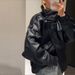 Women's Double Layer Collar Leather Jacket Loose Fit Trendy Black Motorcycle Style Coat Autumn/Winter Elegant Fashion Daily_ecoleips.com