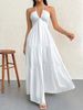 New European And American Summer Style Solid Color Strapless Sexy Backless Strap Dress For Seaside Vacation_ecoleips.com