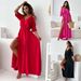 Women's Clothing Solid Color Sexy Suspenders Five Point Sleeves Mid Length Dress_ecoleips.com
