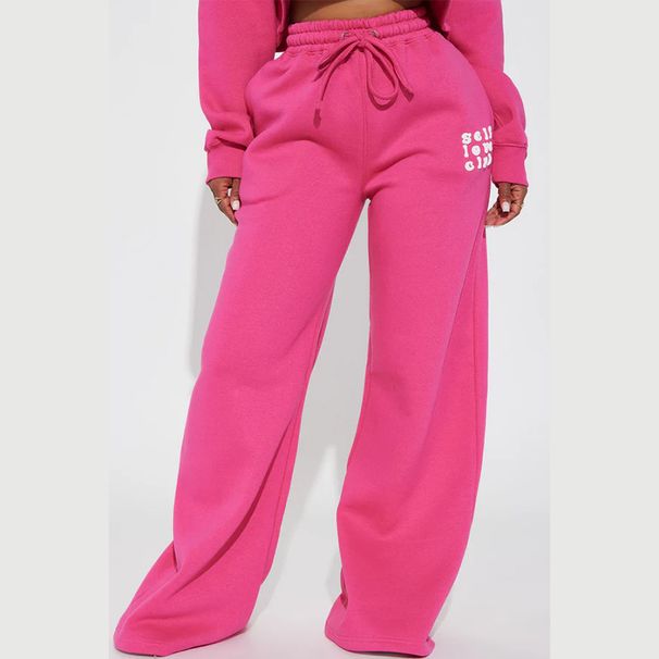 Women's High Waist Sweatpants – Casual Loose Fit Joggers With Letter Print, Side Pockets, Elastic Waistband, Comfortable Fall Lounge Pants_ecoleips.com