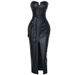 Women's Clothing Top Sexy Tight Split PU Solid Color Rivet Dress Women's Clothing_ecoleips.com