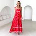 Cross-border 2025 New European And American Style Small Floral Wave Strap Suspender Elegant A-line Dress For Women_ecoleips.com
