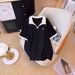 Women's Clothing Plus Size Loose Slim Straight Shoulder POLO Collar Short Sleeved T Shirt_ecoleips.com
