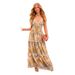 2026 New European And American Foreign Trade Model: Vintage Bohemian Style Long Dress, Waist-Cinching Floral Print_ecoleips.com
