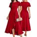 Autumn Women's Ruffled Side Slit Dress Round Neck Elegant Style_ecoleips.com