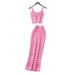 Retro Hong Kong Style Knitted Two Piece Set for Women Slim Fit Summer Vest High Waisted Skirt Versatile Commuter Style_ecoleips.com