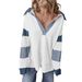 2025 European And American Casual Versatile Deep V-Neck Pullover Striped Color Block Long Sleeve_ecoleips.com