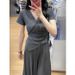 French High-End Leisure 2025 Summer New Slim Fit And Slimming Short Sleeved Top, Half Skirt Two-Piece Set_ecoleips.com
