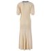 Women's Clothing New French Puff Sleeve Short Sleeve V Neck Knitted Dress_ecoleips.com