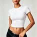 Women's Clothing Solid Color Round Short Sleeve T-Shirt Women's Casual Slimming Sexy Tight Fit Top Fashionable Clothing_ecoleips.com