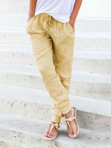 Suitable For All Seasons 2025 Summer Urban Casual Women's Cotton Pants_ecoleips.com