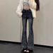 Women's Clothing Women's Spicy American Retro Distressed Starry Sky Flared Jeans Patchwork Design Trendy Cool Flared Pants_ecoleips.com