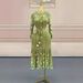 Elegant Pleated Midi Dress – Printed V-Neck Button-Down Dress With Relaxed Fit (Fall Collection)_ecoleips.com